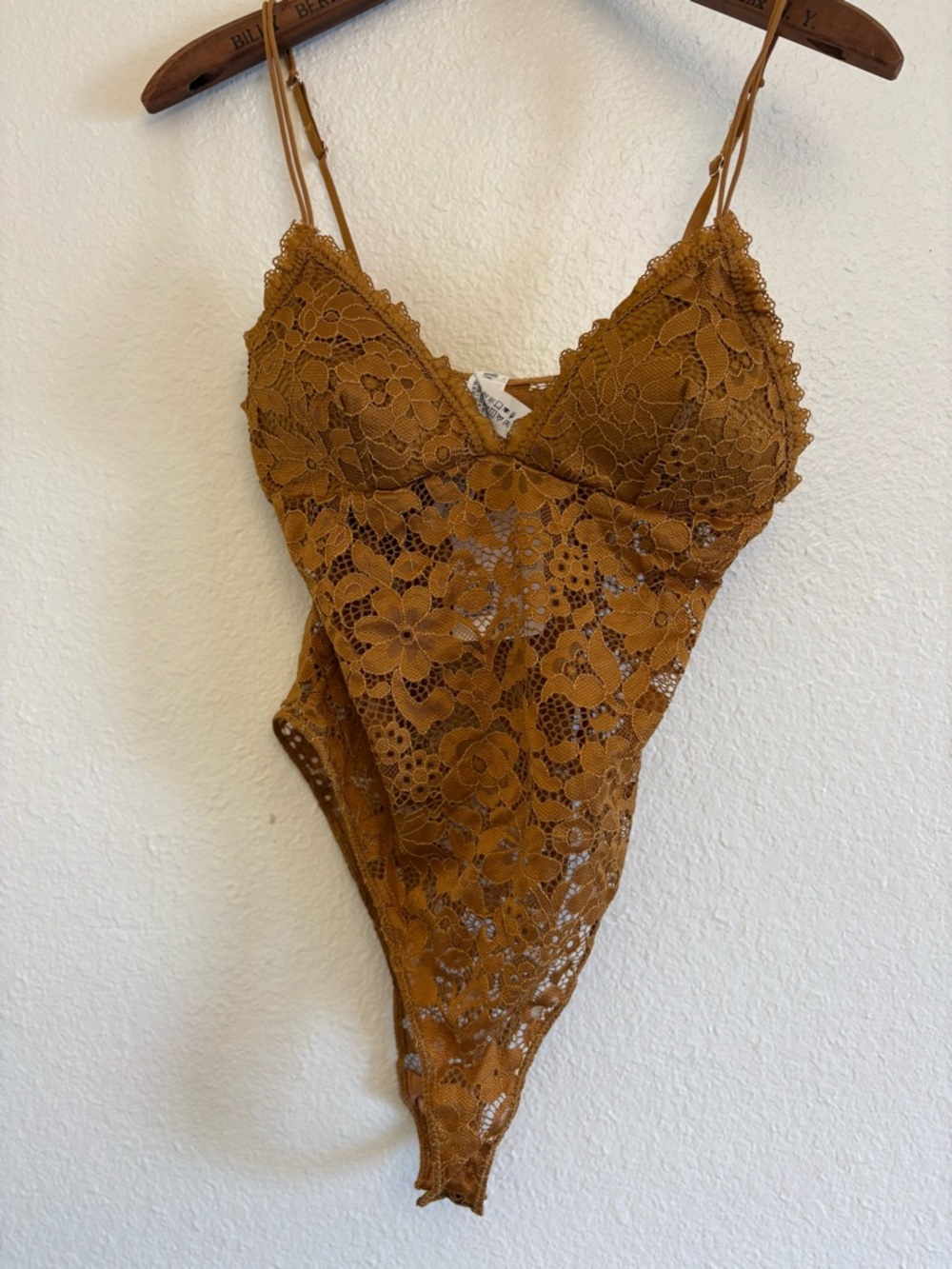 Forever 21 Lace Floral Bodysuit Mustard Brown Cami Teddy NWT Size M